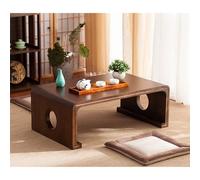 Japanese Walnut Tea Table - Small Solid Wood Floor Table for Living Room & Balcony Mortise and Tenon Design Ideal for Study 110x55x30cm Modern Minimalist