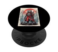 Japanese Warrior Anime Vintage Art Samurai Raccoon PopSockets Adhesive PopGrip