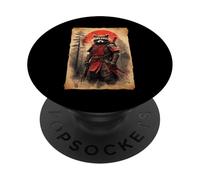 Japanese Warrior Anime Vintage Art Samurai Raccoon PopSockets Adhesive PopGrip