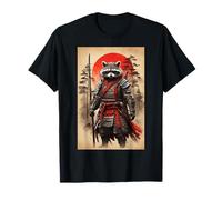 Japanese Warrior Anime Vintage Art Samurai Raccoon T-Shirt