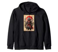Japanese Warrior Anime Vintage Art Samurai Raccoon Zip Hoodie