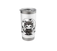 Japanese Warrior Kawaii Cat Ninja Moon Kitten Samurai Funny Stainless Steel Insulated Tumbler