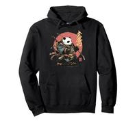 Japanese Warrior Panda with Katana Red Sun Art Pullover Hoodie