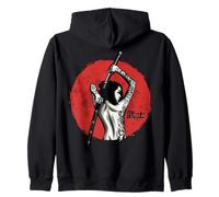 Japanese Warrior - Sexy Samurai - Female Samurai (on back) Zip Hoodie