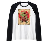 Japanese Warrior T-Rex, Anime Ninja Dinosaur Kawaii TRex Raglan Baseball Tee