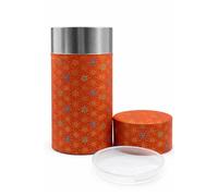 Japanese Washi Paper Tea Caddy - Authentic Asanoha Pattern Airtight Tea Tin with Inner Lid - Elegant Storage Canister for Loose Leaf Tea, Matcha, Coffee Beans & Nuts - Heritage Red