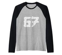 Japanese Wave 67 Bold Symbol Graphic Minimal Style Design Raglan Baseball Tee