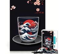Japanese Wave Art in A Glass Puzzle for Teenagers 1000 Pieces Sharp Thinking Precise Cut Fun Activity Art Decor (50x75cm)
