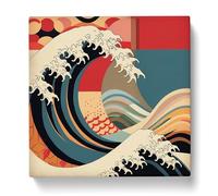 Japanese Wave Bauhaus No.1 Canvas Print | Gallery Wrapped 30mm Frame Wall Art | 20x20 inches | Ready to Hang | Asian Seascape Picture | Living Room Bedroom Lounge Office