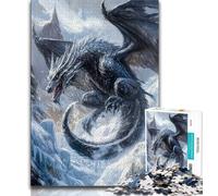 Japanese Wave Dragon Adult Jigsaws 1000 Piece,Educational Game Challenge Toy Wall Decoration Unique Birthday And Xmas Gifts 38x26cm