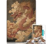 Japanese Wave Dragon Jigsaw Puzzles for Adults 1000 Piece,Help The Brain Exercise Addictive Toys to Cultivate Patience Suitable for Couples 50x75cm