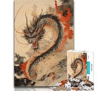 Japanese Wave Dragon Jigsaw Puzzles for Adults Teenagers Jigsaws Puzzle,Toys Educational Games Stress Relieving Wishlist with Santa Claus (50x75cm)