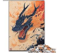 Japanese Wave Dragon Jigsaw Puzzles for Teenagers 1000 Jigsaws, Pattern Assembly Fun at Home Activities, Birthday Present,Travel Gifts (26x38cm)