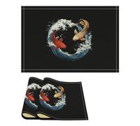Japanese Wave Fish Linen Placemats Non-slip Table Place Mats Kitchen Decor for Men Women