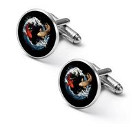 Japanese Wave Fish Mens Cufflinks Metal Shirt Cuff Links Tuxedo Studs Accessories for Business Wedding