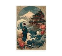 Japanese Wave Kimono Figures And Royal Baths Canvas Poster Bedroom Decor Landscape Office Room Decor Gift 12x18inch(30x45cm)