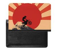 Japanese Wave Motorcycle Motocross Flag Funny Passport Holder for Travel Wallet Cover Document Organizer with Card Slot