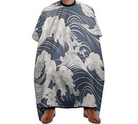 Japanese Wave Pattern Unisex Barber Cape Full-Length Hairdressing Cape Professional Hair Cutting Gown For Barber Accessories Cuts And Colours Hairstylists 168X140Cm