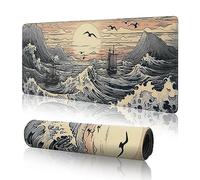 Japanese Waves Gaming Mouse Pad Large Desk Mat,Anime Mouse Pad Gaming Desk Pad Keyboard Pad,31.5 x 11.8 Extended Mousepad XL Anime Mouse Pads for Desk Mouse Mat with Non-Slip Base and Stitched Edge