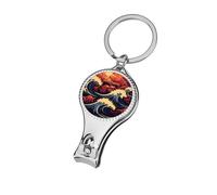 Japanese Waves Nail Clippers Sharp Sturdy Fingernail Cutters with Bottle Opener Keychain