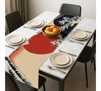 Japanese Waves Table Runner,Artistic Traditional Ocean Design in Vintage Style for Summer Home Decor Family Gatherings 13x72 Inch