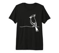 Japanese Waxwing Line Art Bird Ornithology Premium T-Shirt