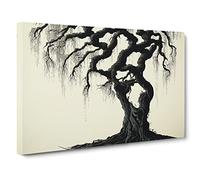 Japanese Weeping Willow Tree Canvas Print | Gallery Wrapped 30mm Frame Wall Art | 30x20 inches | Ready to Hang | Asian Landscape Picture | Living Room Bedroom Lounge Office