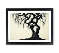 Japanese Weeping Willow Tree H1022 Framed Print for Living Room Bedroom Home Office Décor, Wall Art Picture Ready to Hang, Black A4 Frame (34 x 25 cm)