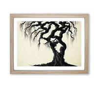 Japanese Weeping Willow Tree H1022 Framed Print for Living Room Bedroom Home Office Décor, Wall Art Picture Ready to Hang, Oak A3 Frame (46 x 34 cm)