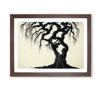 Japanese Weeping Willow Tree H1022 Framed Print for Living Room Bedroom Home Office Décor, Wall Art Picture Ready to Hang, Walnut A4 Frame (34 x 25 cm)