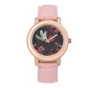 Japanese White Cranes and Flowers Women's Easy Read Watches Flexible Three Hand Round Case Quartz Watch for Small Wrists