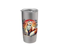Japanese Wildlife Fox Sun Bamboo Stainless Steel Insulated Tumbler