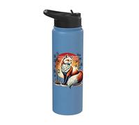 Japanese Wildlife Fox Sun Bamboo Stainless Steel Insulated Water Bottle