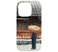Japanese Winter Temple Scene Traditional Asian Hasui Kawase Case for iPhone 14 Pro