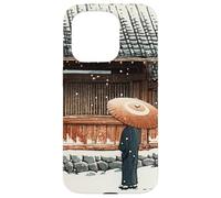 Japanese Winter Temple Scene Traditional Asian Hasui Kawase Case for iPhone 15 Pro