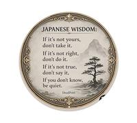 Japanese Wisdom Mountain Tree Round Tin Sign Vintage Style Metal Sign Home Bar Garden Wall Plaque Decor Metal Poster 8x8 Inch