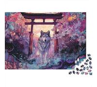 Japanese Wolf Art Print Jigsaw Puzzles Puzzle for Adults Kids. 1000 Piece Impossible Challenge Toy Educational Game Home Decoration for Adults& Kids Age 14 Years Up 52x38cm/1000pcs