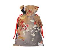 (Japanese Woman) Christmas Burlap Gifts Bag With Drawstring Xmas Linen Burlap Gift Candy Pouch For Wedding Party Festival Decorating S