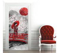 Japanese Woman Door Stickers for Interior Doors Cherry Blossom 3D Door Decals Art Sticker Self Adhesive Door Murals for Bedrooms Living Room Bathroom Home Decor 80x200 cm A5323