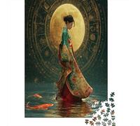 Japanese Woman, Koi Fish, And The Twelve Zodiac Animals Puzzle 70x50cm/1000pcs Puzzles, Die Für Erwachsene Und Personen Ab 14 Jahren Geeignet Sind