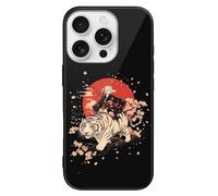 Japanese Woman Red Sun Tiger Cherries Glass Mobile Phone Basic Cases Compatible with iPhone 16/16 Plus/16 Pro/16 Pro Max/16 E Anti-Scratch Covers