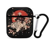 Japanese Woman Red Sun Tiger Cherry Headphone & Earphone Cases Compatible with Airpod 1&2 Scratch-Resistant PC Protective Cover with Keychain Black-style