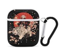 Japanese Woman Red Sun Tiger Cherry Headphone & Earphone Cases Compatible with Airpod 1&2 Scratch-Resistant PC Protective Cover with Keychain White-style