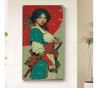 Japanese Women Diamond Art Kits Adults, Diamond Painting Warrior Crystal Art Kits for Adults Beginners Full Round Drill Gem Painitngs Cross Embroidery Kits Crafts, Gifts for Women 100x200cm tb4-9