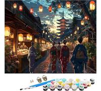 Japanese Women Paint by Numbers for Adults, Paint by Numbers Kits Architecture on Canvas for Beginner, DIY Canvas Oil Painting Kit with Acrylic Pigment and Brushes, Room Decor Gifts 40x54in M-9754