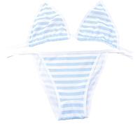 Japanese Women's Underwear Cute Striped Tie-Front Bikini Set Anime Character Cosplay Swimwear Blue