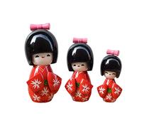 Japanese Wood Doll-Set of 3 (Red)