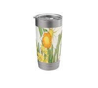 Japanese Woodblock Art Daffodils Stainless Steel Insulated Tumbler