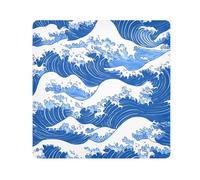 Japanese woodblock-style wave illustration Protective Toiletries Pouchs Cloth Travel Toiletry Organizer Wrap Camera Lens Cloth Wrapper Makeup For Women Size 21.7x21.7in