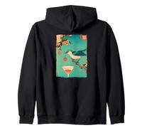 Japanese Woodblock Ukiyo-e Bird Cherry Cocktail Art Print Zip Hoodie